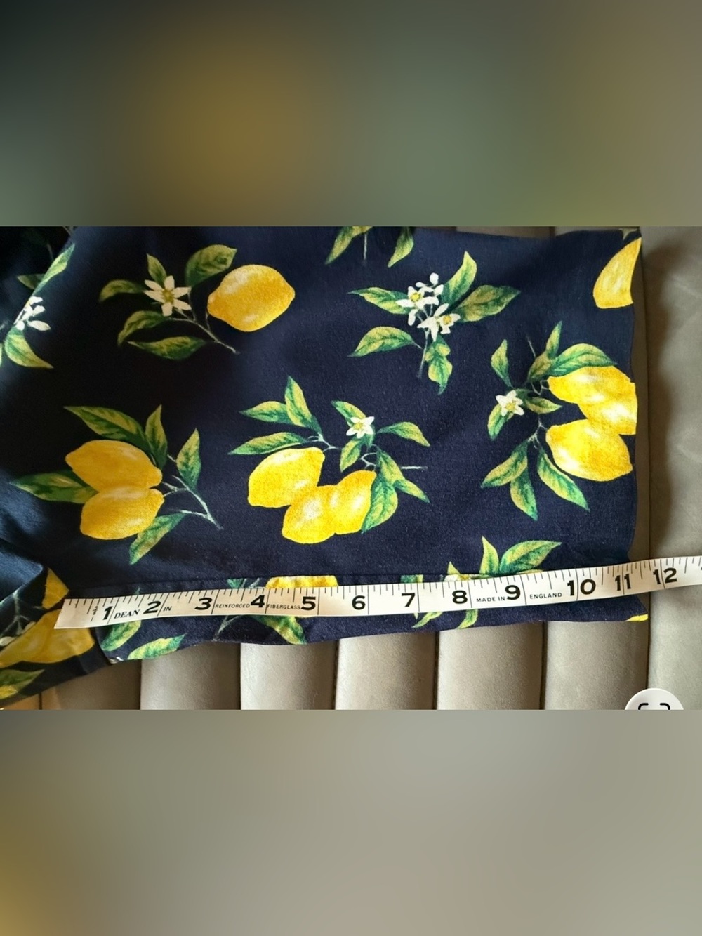 Attyre Navy Bermuda Shorts sz 6,Lemons & Leaf Print Country Artsy Cottage Fruit - Picture 8 of 8